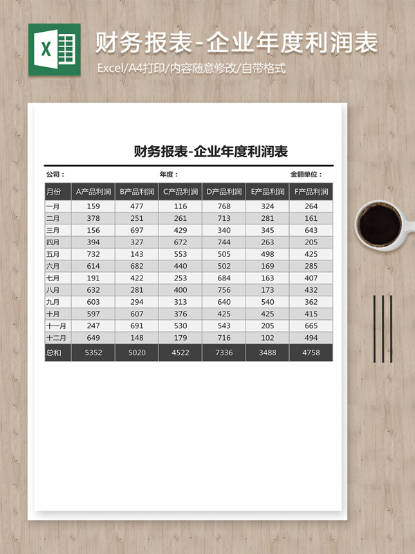 最新企业财务报表